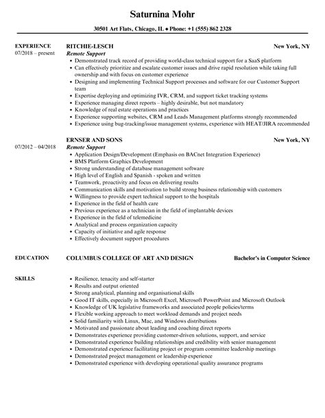 remote job resume template