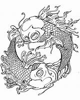 Coloring Pages Japanese Koi Fish Tattoo Japan Printable Dragon Pisces Fire Tattoos Water Adult Print Garden Detailed Deviantart Coy Colouring sketch template