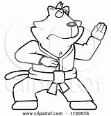Clipart Karate Cat Fighting Cartoon Cory Thoman Outlined Coloring Vector sketch template