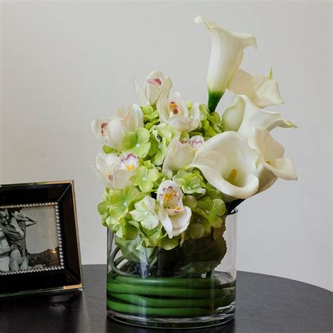 Real Touch Calla Lily Arrangement Hydrangea Arrangement By Flovery