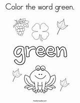 Green Coloring Color Word Pages Things Activities Preschool Kids Colors Worksheets Printable Twisty Print Sheets Red Twistynoodle Themes March Kindergarten sketch template
