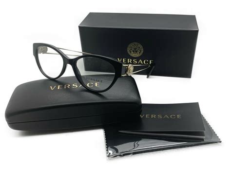 new authentic versace womens eyeglasses ve3254 gb1 black and metal 54mm