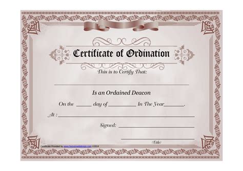 printable pastor ordination certificate template