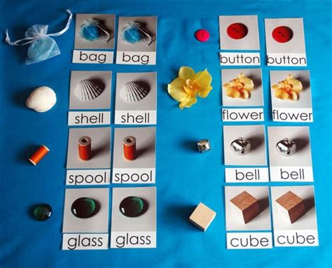 montessori matching game cards  real objects