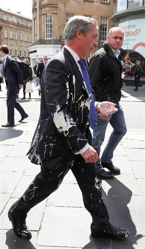 nigel farage hit  milkshake  campaigning  european elections  newcastle london