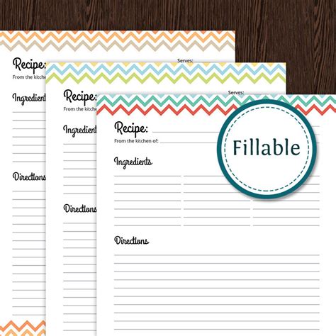 full page recipe template  word template business
