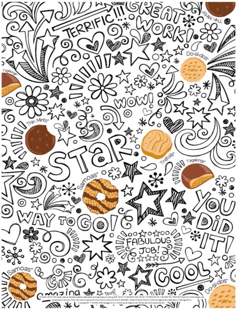 quick cookie coloring sheets girl scout cookies booth girl scout