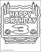 Birthday Coloring Pages Color Cake Printable Kids 3rd Holiday Season Happy Old Year Sheets Three Birthdays Sheet Book Years Lil sketch template
