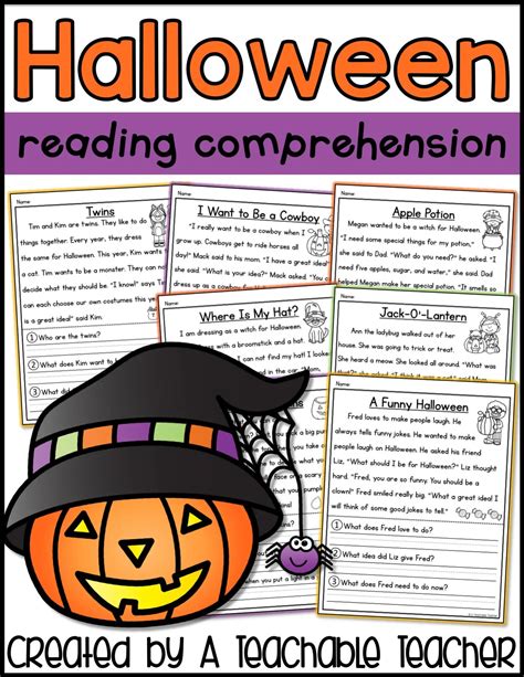 reading comprehension worksheets halloween