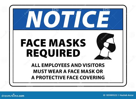 mask   worn sign face mask required notice board vector