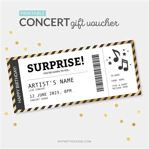 editable concert ticket template surprise birthday anniversary gift