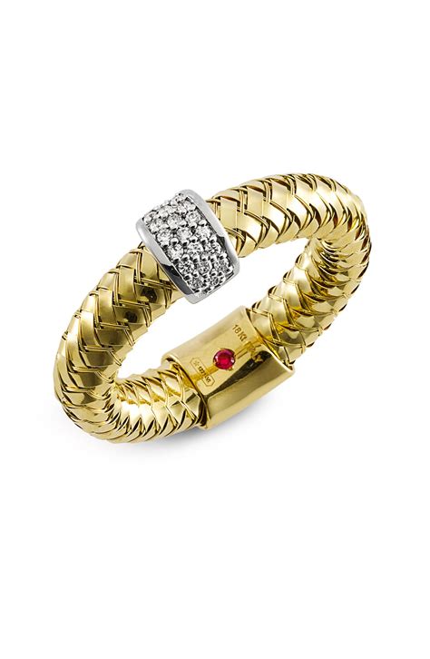 roberto coin primavera small diamond ring  yellow yellow gold lyst