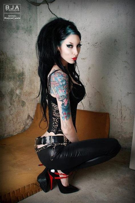 razor candi portrait tattoos ink photography pose gothic girls gothic tattoo goth