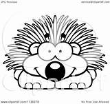 Porcupine Cartoon Angry Outlined Clipart Coloring Happy Vector Scared Cory Thoman Sick Depressed Royalty Clipartof 2021 sketch template