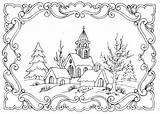 Coloring Pages Christmas Winter Adult Book Printable Colouring Landscape Adults Sheets Pretty Scenes Choose Board Uploaded User sketch template