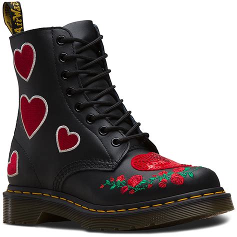 dr martens pascal sequin hearts retro floral heart boots