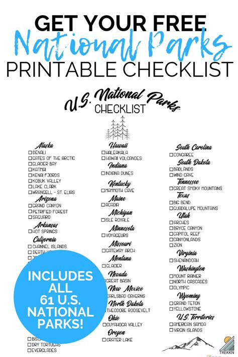 quick guide   national parks  printable list  national