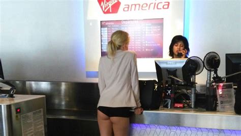 Virgin America Passenger Checks In For A Flight Wearing Only Her