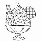 Ice Cream Coloring Pages Print Sundae Printable Color Drawing Kids Dessert Cone Cube Template Waffle Sheet Shop Cute Banana Split sketch template