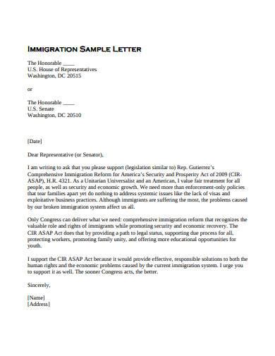 sample letter  support  immigration templates  ms word