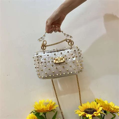 brand high quality designer purses  handbags ladies clutch bag transparent tote clear pvc