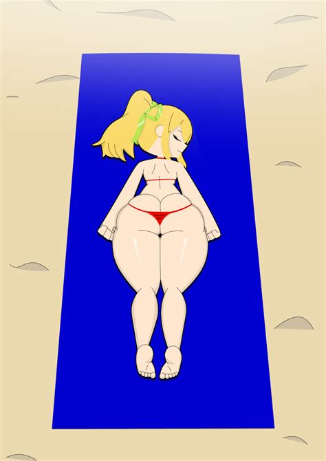 Rule 34 Ass Beach Bikini Blonde Hair Capcom Mega Man Micro Bikini On