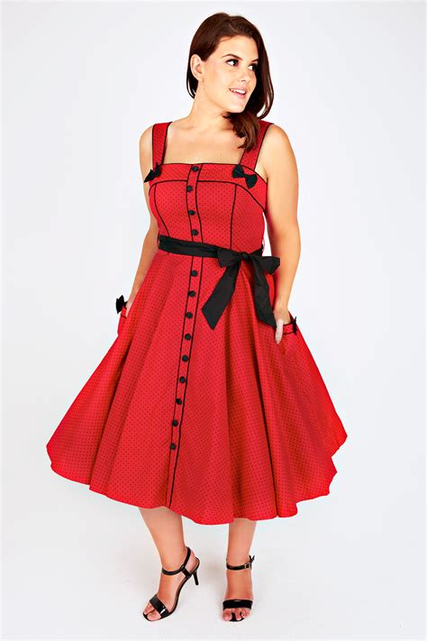 Hell Bunny Red And Black Polka Dot Print 50 S Style Dress