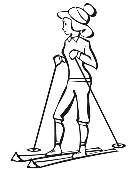 woman skiing picture coloring page coloring sky