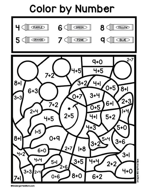 printable color  number addition