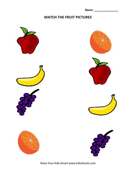 match  fruits worksheets