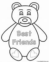 Coloring Teddy Valentine Bear Friends Valentines Bears Print sketch template