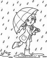 Coloring Rain Print Umbrella Autumn sketch template