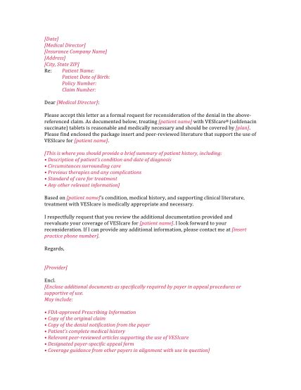 sample appeal letter  health claim page    edit