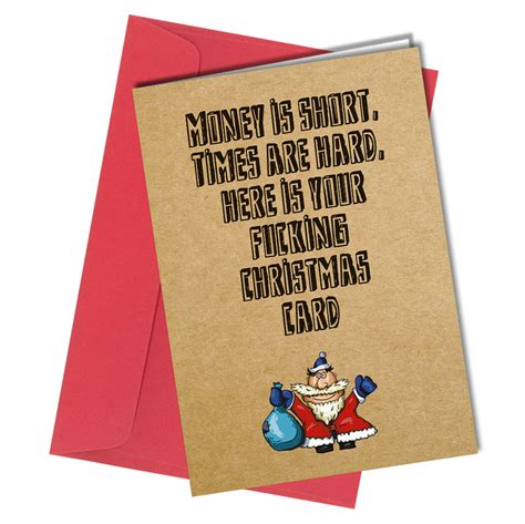 1176 Rude Christmas Funny Card Money Is Short Times Are Hard Mum Dad