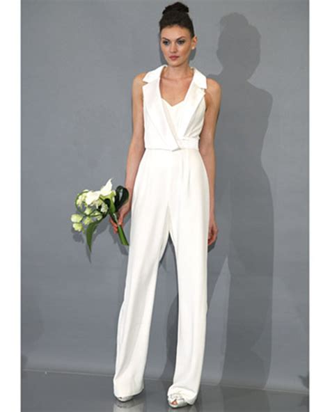 Womens White Wedding Pants Suits Web