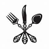 Spoon Forchetta Coltello Cucchiaio Vork Garfo Faca Colher Lepel Comiendo Vien Mangiando Inmsol Depositphotos Vetorial Entra Gana Appetito Vetores Silhouette sketch template