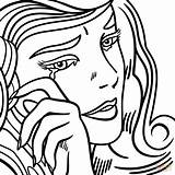 Coloring Girl Crying Lichtenstein Pages Roy sketch template