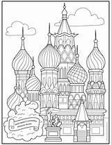 Coloring Cathedral Basil Saint Moscow Basils Kids Square Simple Red sketch template