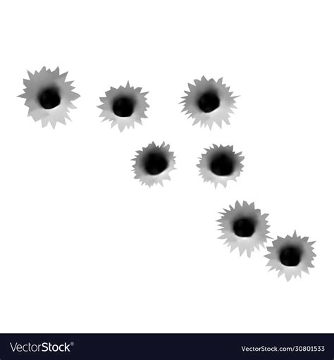 mockup gun bullets holes  surface realistic vector image