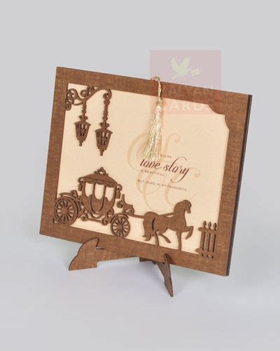 wooden laser cut wedding invitation cards shimmery paper