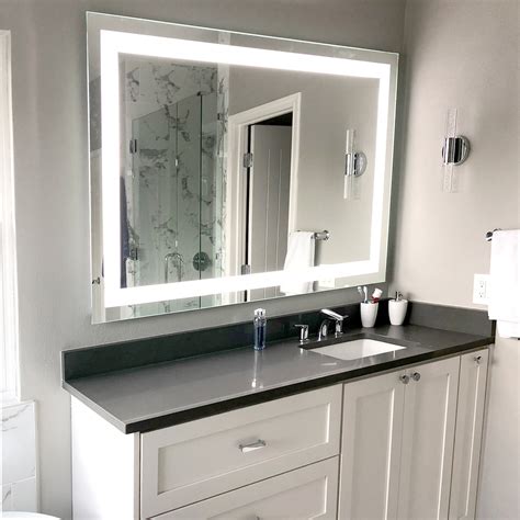 front lighted led bathroom vanity mirror    rectangular mirrors  marble