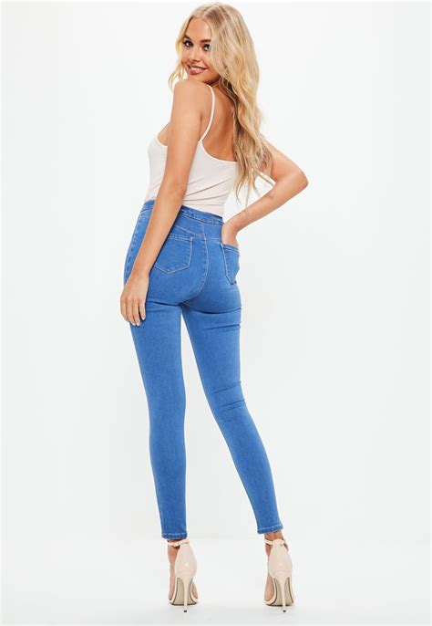 blue vice high waist skinny jeans missguided