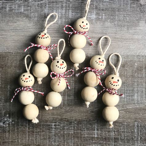 wood bead snowman ornaments christmas ornament crafts diy christmas