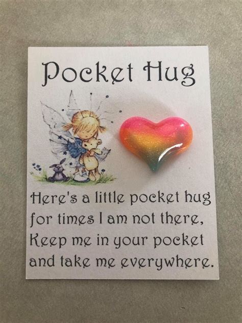 pocket hug resin charm  poem etsy