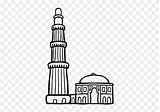 Minar Qutub Drawing Outline Minaret Tower Masjid Qutb Islam Simple Clipart Itl Cat Transparent sketch template
