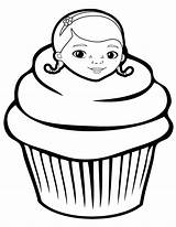 Coloring Pages Cupcake Library Clipart Doc Mcstuffins Colouring sketch template