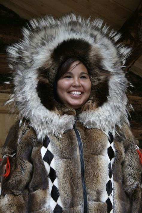 Alaskan Cruise Native Girl Showing Off Beautiful Handmade Coat This