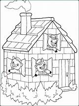 Coloring Pages Pigs Little Three Houses Getcolorings Pig Peppa House sketch template