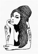 Amy Winehouse Retratos sketch template