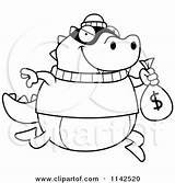 Robbing Lizard Bank Cartoon Coloring Clipart Cory Thoman Outlined Vector 2021 sketch template